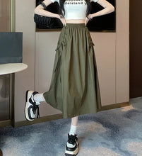 Load image into Gallery viewer, Drawstring Cargo A-Line Midi Skirt
