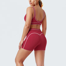 Load image into Gallery viewer, New Woman Yoga Set Color Blocking Sexy Sport Bra Yoga Underwear with Chest Pad High Waist Stripe Running Fitness Shorts Yoga Set
