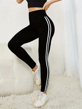 Load image into Gallery viewer, Women's High-waist Slimming Leggings Side Stripe Pattern Breathable Yoga Pants Sportswear Athletic Apparel
