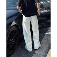 Load image into Gallery viewer, Women's High-Waisted Wide-Leg Pants - Loose Fit Casual Trousers with Button Closure

