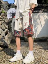 Load image into Gallery viewer, Men's ethnic embroidery pattern shorts with pockets, summer casual drawstring shorts, suitable for outdoor and beach casual wear
