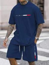 Load image into Gallery viewer, Men's Tracksuit 2 Piece O-neck Short Sleeve Shirt Shorts Set Men's Running Suit Plus Size T Shirts Man Clothing Summer T-shirt
