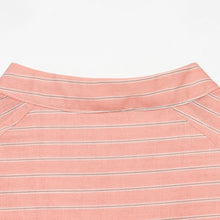 Load image into Gallery viewer, Women's Pink Striped Shirts Summer Asymmetric Button Mid Sleeve Loose Fit Shirts Casual Office Look Vintage Elegant Female Tops
