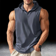Load image into Gallery viewer, Men's Running Tank Tops Sleeveless Gym Sport T-shirt Fitness Training Workout Tee Tops Sportwear Hooded Solid Summer Men Vest
