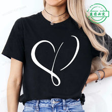 Load image into Gallery viewer, Women Love Heart Design T-Shirts Fashion Casual Short Sleeve T-shirt Heart Personalised Graphic Tshirts RED Women T Shirts Ts01
