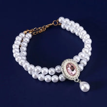 Load image into Gallery viewer, Pet Accessories Double Layer Pearl Pet Necklace Sweet Flower Pendant Cat Neck Chain Adjustable Pet Pearl Collar Photograph
