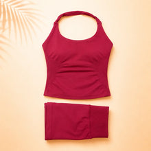Load image into Gallery viewer, Women Seamless Yoga Set Halter Sports Bra Scrunch Butt Shorts 2 Piece Gym Workout Fitness Activewear High Waist Athletic Outfit
