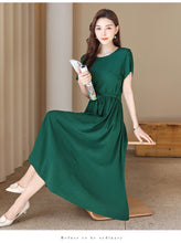 Load image into Gallery viewer, New Fashion Summer Dresses For Women 2025 Elegant Casual Short Sleeve Midi Dress Soild Colour Women Clothing
