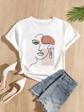 Load image into Gallery viewer, Women T-Shirts Fashion Simple Women's Face Print Tees Casual Soft Short Sleeve Tops Comfortable Street Clothes graphic t shirts
