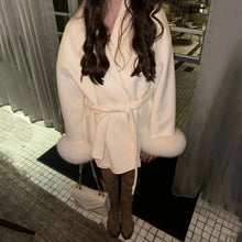 Load image into Gallery viewer, Fox Fur Woolen Coats Women's Short Coat Office Lady Removable Elegant Double-sided Wool Overcoat 2025 New Cardigan Jacket
