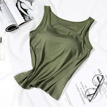 Load image into Gallery viewer, Women's Vest Tops With Built In Padded Bra Vest Slim Fit Tank Tops Sexy Shirts Feminino Casual Underlay Slimming Lingerie Top
