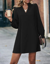 Load image into Gallery viewer, Elegant V-Neck Shirt Mini Dress
