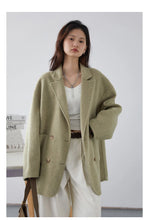 Load image into Gallery viewer, CHIC VEN Women's Woolen Coats Loose Casual Double Breasted Retro Double-sided Jacket Office Lady Outerwear Autumn Winter 2026
