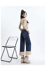 Load image into Gallery viewer, Winter Straight Leg Denim Jeans
