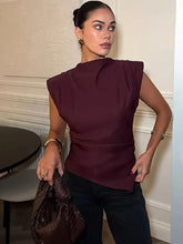 Load image into Gallery viewer, HH Woman's Summer Casual Asymmetrical Tops 3 Color Solid O-Neck Sleeveless Back Zipper Women New Fashion Slim Tops Mujer
