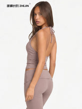 Load image into Gallery viewer, 2 Piece Yoga Set Women Foldover Waist Flare Pants Bell Bottoms Tank Top Matching Set Gym Workout Fitness Wear Lounge Wear Suit
