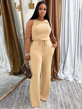 Load image into Gallery viewer, Solid Casual Jumpsuit for Women Sleeveless Drawstring High Waist One Pieces Rompers and Jumpsuits Summer Outfits Combinaison
