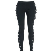 Load image into Gallery viewer, Gothic Leggings Black Vintage Women Punk Lace Up Bottoms Steampunk Pants Leggins Mujer Women Long Pencil Pants Trousers
