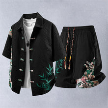 Load image into Gallery viewer, Summer Tracksuits Men Traditional Chinese Style Suit Shirt Shorts Tang Suit Male Fashion Casual Summer Sets
