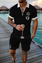Load image into Gallery viewer, Summer Men's Tracksuit Short Sleeve Polo Shirt Set Fashion Luxury Chain Print Clothing 2 Pieces Casual Suit Streetwear Outfit
