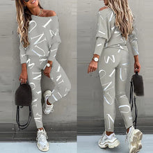 Load image into Gallery viewer, Women's Yoga Set Soft Outfit Letters Print Long Sleeve Top Spring Tracksuit Casual Sports Fitness Yoga Suit
