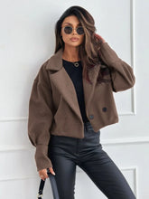 Load image into Gallery viewer, Women's Double Breasted Short Wool Coat Casual Lapel Collar Cropped Jacket For Autumn Winter Daily Wear
