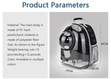 Load image into Gallery viewer, Pet Cat Carrying Bag Space Pet Backpacks Breathable Portable Transparent Backpack Puppy Dog Transport Carrier Space Capsule Bags
