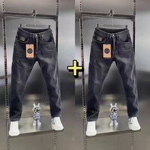 Load image into Gallery viewer, Thick Jeans Men's Slim Fit Spring Autumn Winter Casual Long Pants Cotton Stretch Denim mid Waist Zipper Closure Wear Resistant
