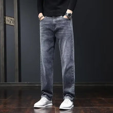 Load image into Gallery viewer, 2025 New Men Fashion Loose Straight Elasticity Jeans Male Wear-resistant Slim Fit Denim Pants Smart Casual Dark Gray Trousers

