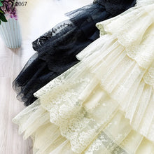 Load image into Gallery viewer, Women Skirts Cake-Style Skirt Spring Summer Fashion Lace Skirts Ladies High-Waisted Slimming Long Lace Skirt Elegant Tulle Skirt
