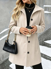 Load image into Gallery viewer, Women's Mid-Length Woolen Coat Autumn Winter New Style Single Button Casual Coat Flip Collar Classic Elegant Outerwear

