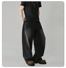 Load image into Gallery viewer, Four Season Men's Jeans Korean Version Student Casual Pants High Street Straight Loose Wide Leg Jeans Black Grey Blue Baggy Jean
