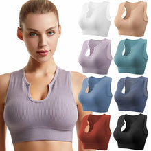Load image into Gallery viewer, Women's Sleeveless Sports Bra Navel-Leaking with A Chest Pad  Highly Elastic Vest Sexy Stretchy Breathable Bra
