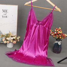 Load image into Gallery viewer, Lace V Neck Satin Nightgown
