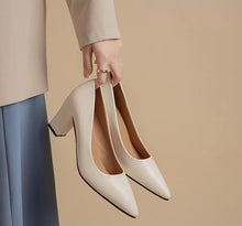 Load image into Gallery viewer, High Heels Women 2025 Summer New Pointed Shallow Mouth Work Shoes Thick Heel Fashion Versatile High Heels
