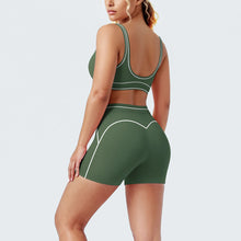 Load image into Gallery viewer, New Woman Yoga Set Color Blocking Sexy Sport Bra Yoga Underwear with Chest Pad High Waist Stripe Running Fitness Shorts Yoga Set
