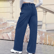 Load image into Gallery viewer, High Waist Draped Straight Jeans

