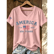 Load image into Gallery viewer, Women's America 250 Years Print T-Shirts Summer Short Sleeve Casual T Shirt Tops White Tees Hot Sale Men's and Women's T Shirt
