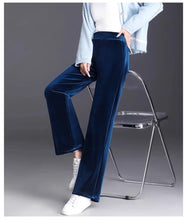 Load image into Gallery viewer, Women's pants with many reviews flared pants ice silk pants wide leg pants, high waisted blue loose straight leg pants 6XL
