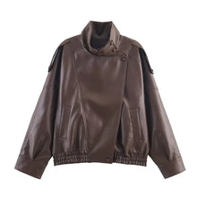 Load image into Gallery viewer, Black Faux Leather Moto Jacket
