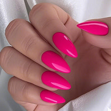 Load image into Gallery viewer, 120pcs/Box Bright Gloss Pink False Nails Medium Almond Simple Solid Color Press On Nails Soft Gel Full Cover Wearable False Nail
