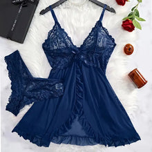 Load image into Gallery viewer, Suspender Suit Summer Ultra-thin Nightgown Lace Thong Sets Women's Sexy Pyjamas Lingerie Hot Night Dress Comfortable Sleepwear
