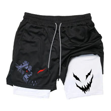 Load image into Gallery viewer, Summer New Black Five-leaf Clover Printed Men's and Women's Shorts Double-layer Loose Sports and Casual Pants for Beach Fitness
