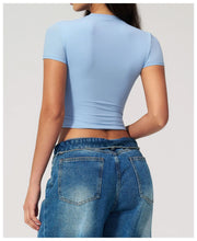 Load image into Gallery viewer, Yoga Shirts Women Sexy Exposing The Navel Short Sleeve Workout Crop Top Gym Top Fitness Running Workout Sport T-shirts Yoga Wear
