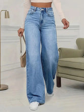 Load image into Gallery viewer, Spring and Autumn New Sky Blue Jeans for Women, Water Washed, Loose, Casual, Wide Legs, Comfortable, Vintage Pants

