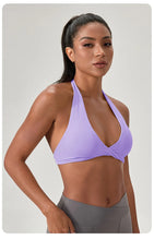 Load image into Gallery viewer, Strappy Bra for Women Open Back Halter Sports Bra Light Support Gym Crop Top Seamless Workout Yoga Top Bra Padded Bras
