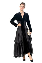 Load image into Gallery viewer, Velvet Ruffle V-Neck Evening Dress

