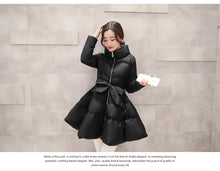 Load image into Gallery viewer, 2023 New Fashion Winter Coats Women Warm Outerwea Cotton Padded Jackets Womens Clothing Belt Zipper Parkas Femme A-word Jacket
