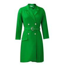Load image into Gallery viewer, Pleated Notched Collar Midi Dress
