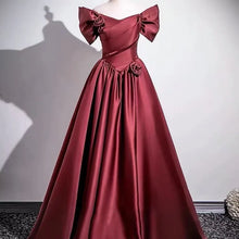 Load image into Gallery viewer, Wine Red Elegant Evening Dress  2026 New Toast Dress for Bride's Wedding High-end One Shoulder Performance Chorus Dress
